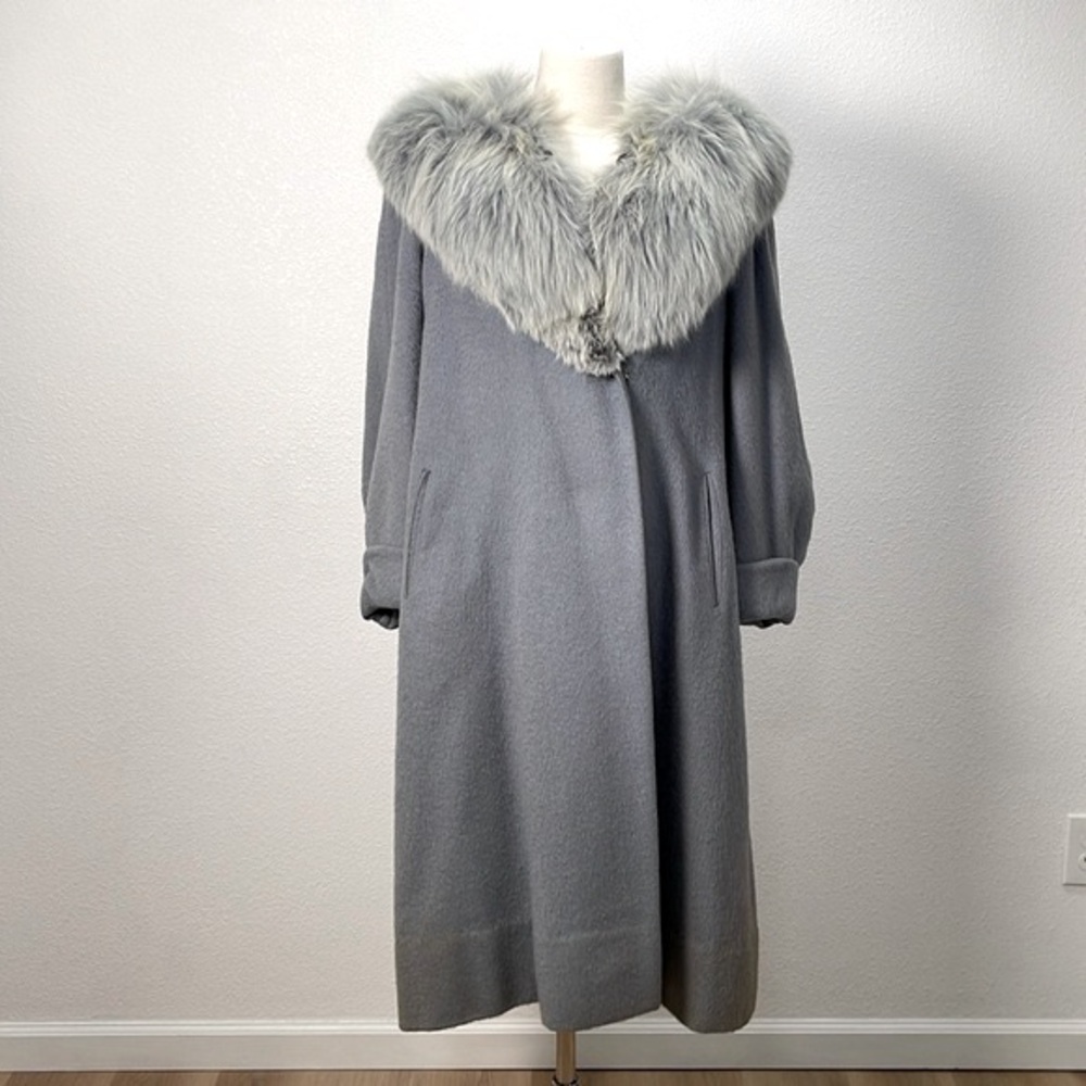 Gorgeous Vintage Fox and Wool 1960’s Coat — Blue